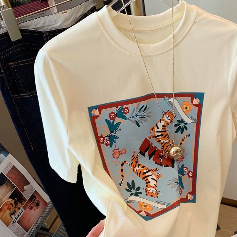 Áo Thun Nữ Tay Ngắn In Hình Hổ Thời Trang Xuân Hè Hàng Mới