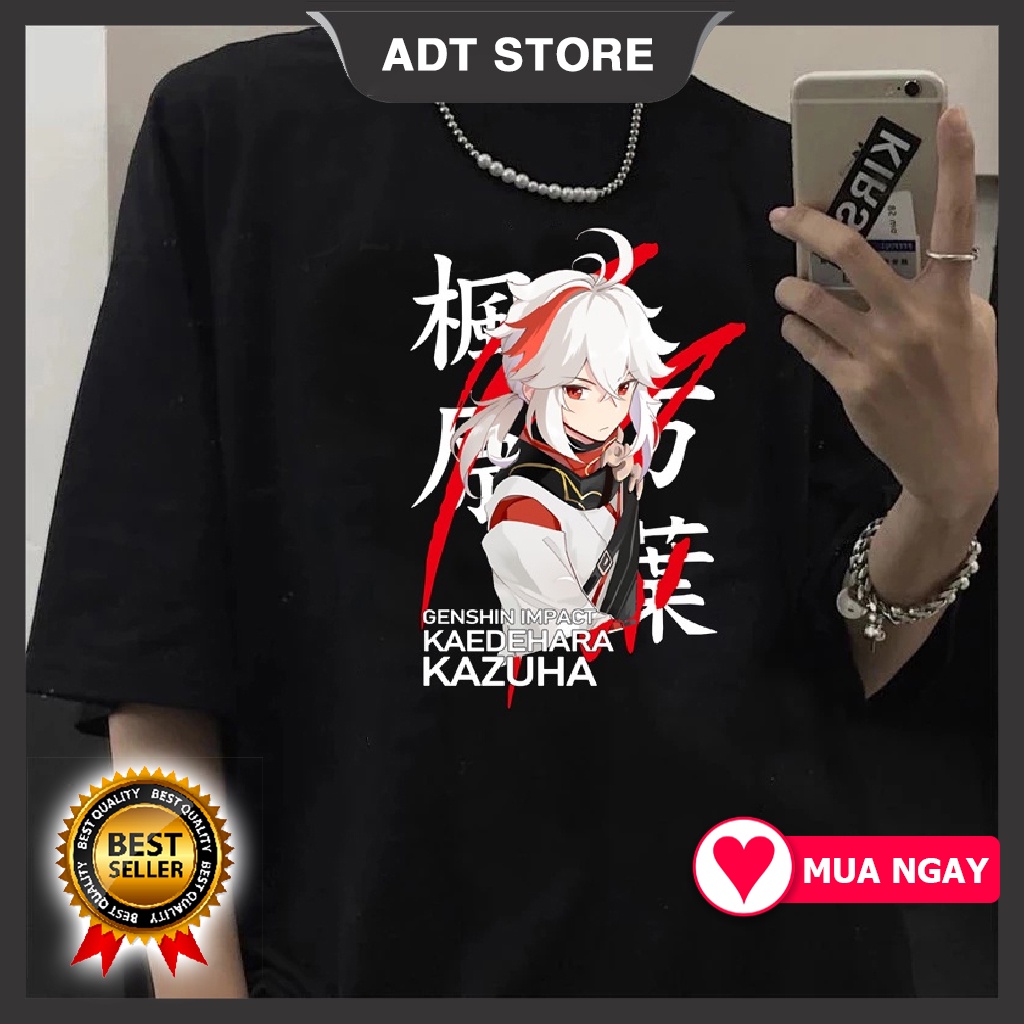 4 mẫu Áo thun Game Genshin Impact Kaedahara Kazuha mẫu mới HOT độc chất ngắn tay cổ tròn màu đen