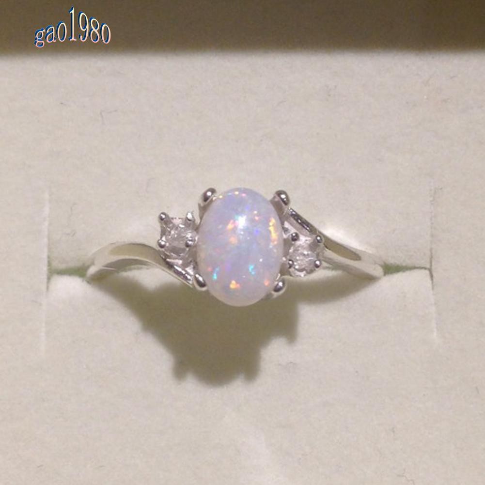 Nhẫn Đính Hôn Hợp Kim Đính Đá Opal Tinh Tế Thời Trang Cho Nữ