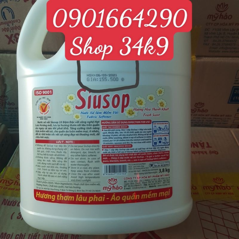 [FREESHIP 70K] 3 lít 8 Nước xả vải SIUSOP can 3kg8 Chọn màu chat với shop nhé