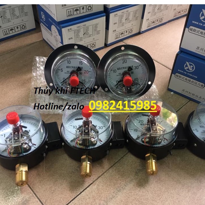 ĐỒNG HỒ ÁP SUẤT 3 KIM YCX-100 Dải đo chân không- Chân đứng