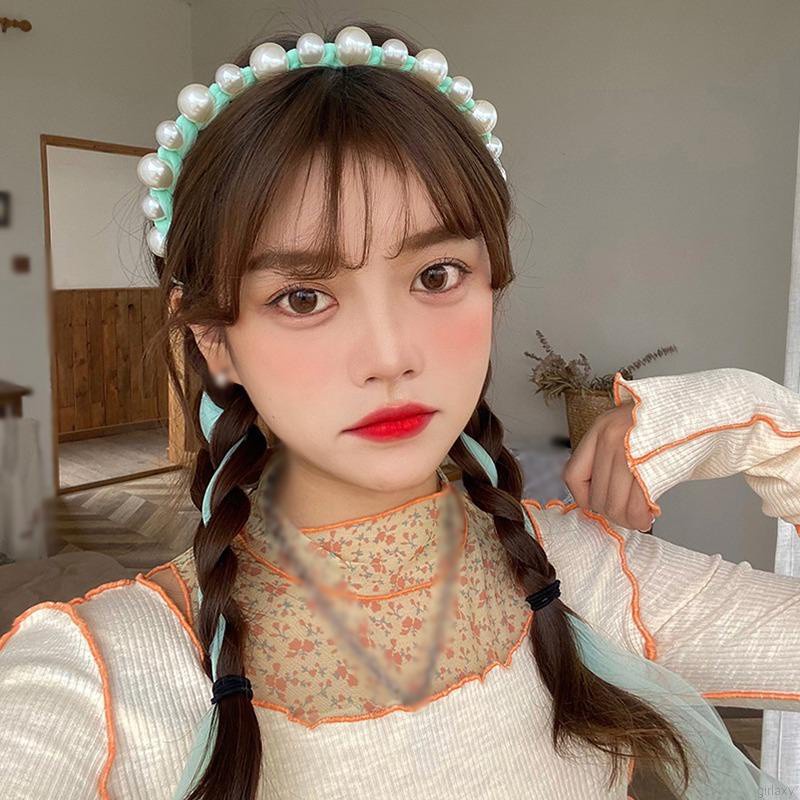Băng Đô Dây Bện Đính Ngọc Trai Nhân Tạo Dễ Thương Phong Cách Nhật Hàn