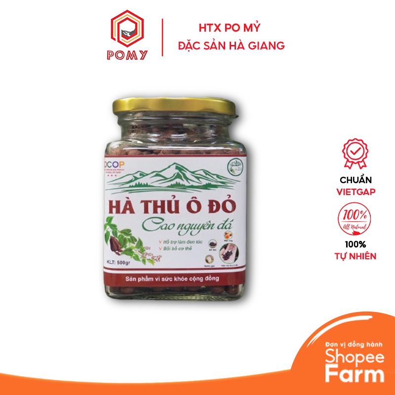 Hà thủ ô đỏ nguyên chất giảm rụng, kích thích mọc tóc Cao nguyên đá Đồng Văn lọ thủy tinh 500gr | HTX Po Mỷ Hà Giang
