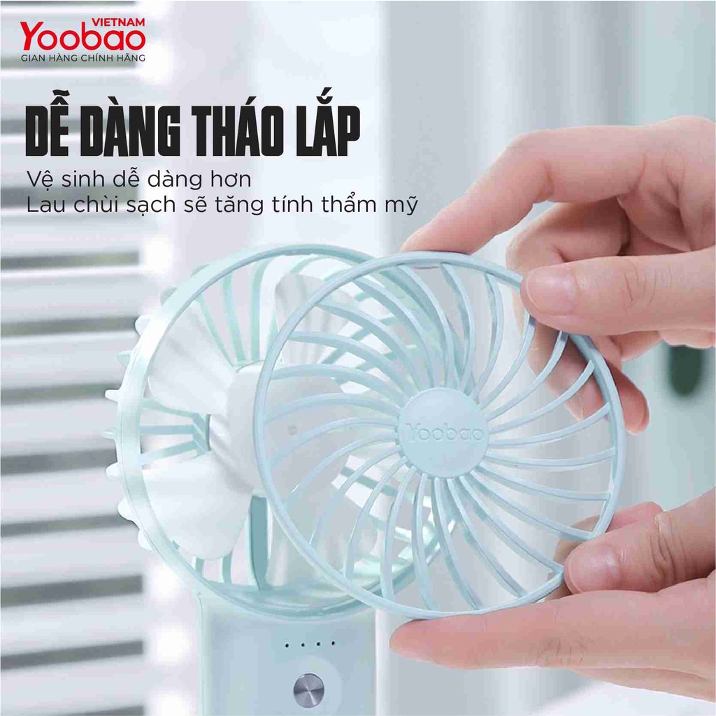 Quạt Sạc Tích Điện Mini Cầm Tay Có Thể Đặt Bàn Yoobao F3 3000Mah có Thể Chạy 15 Giờ Liên Tục