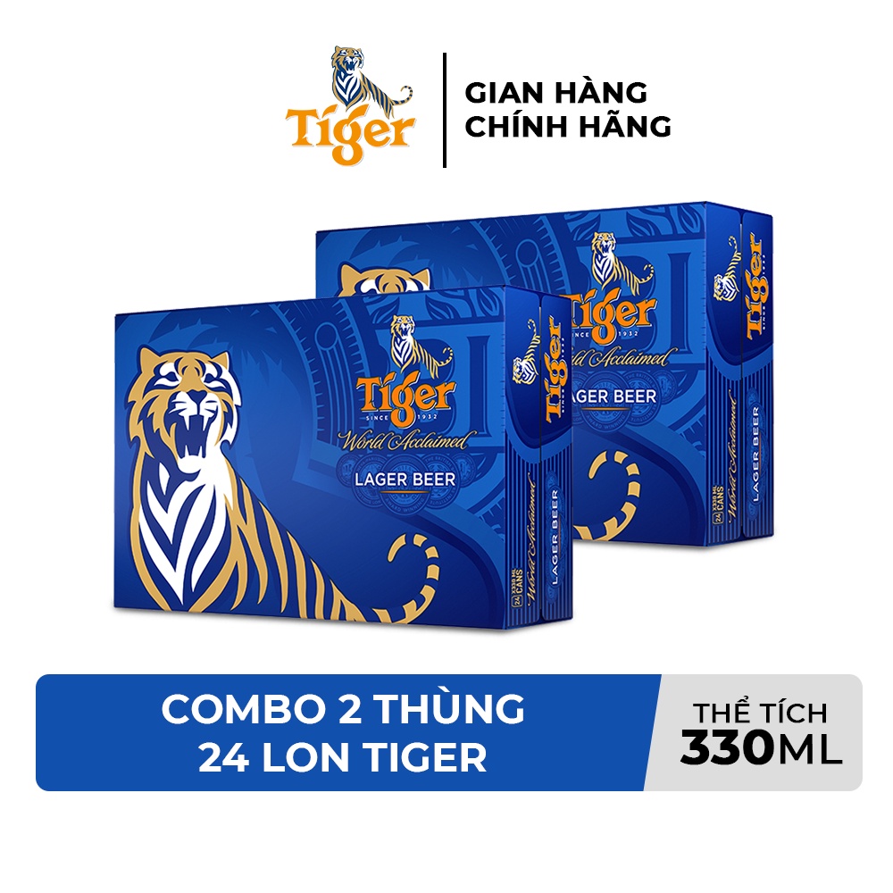 HỎA TỐC HCM Combo 2 Thùng 24 lon bia Tiger 330ml lon