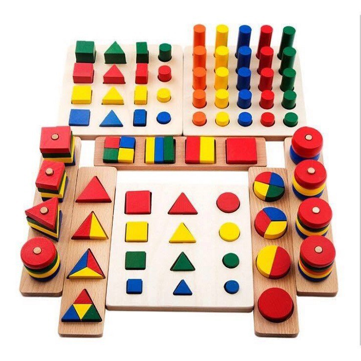 Bộ Giáo Cụ Montessori - 8 Món - Đồ Chơi Giáo Dục Gỗ An Toàn Cho Bé