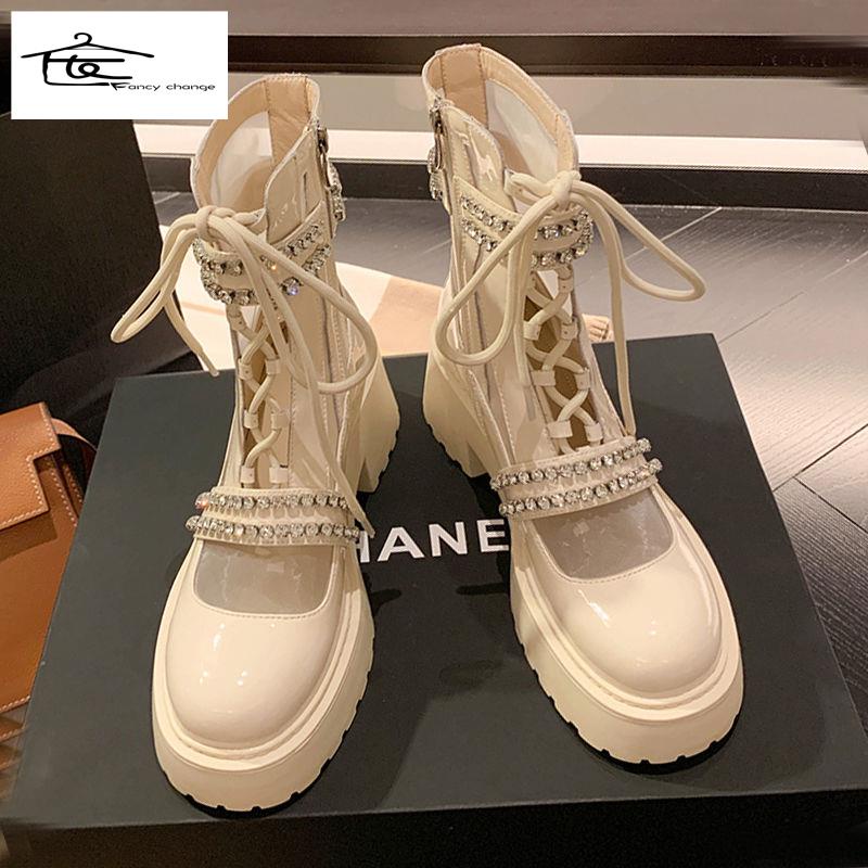 Giày Bốt Martin Đế Dày Phối Lưới Thoáng Khí Thời Trang Xuân Hè 2022 Cho Nữ