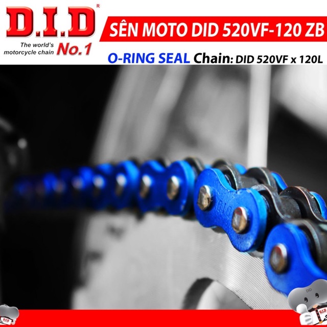 Sên DID 520 VF - 120 ZB O-ring Phốt Cao Su Dùng Cho Xe Moto PKL Chính Hãng DID - Thailand