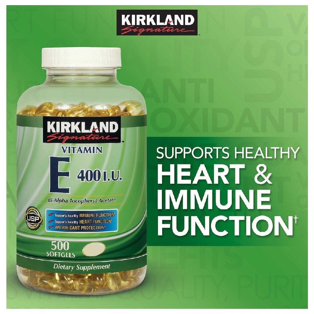 [𝓣𝓱𝓮60𝓼] ⛷ Viên uống bổ sung Vitamin E 400 I.U Kirkland 500 Viên Của Mỹ ⛷ | Thế Giới Skin Care