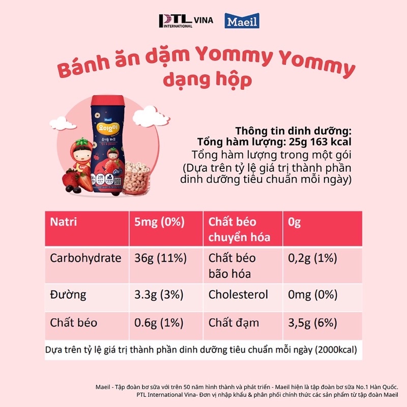 Bánh ăn dặm Organic Yommy Yommy 8m+ hộp 42g