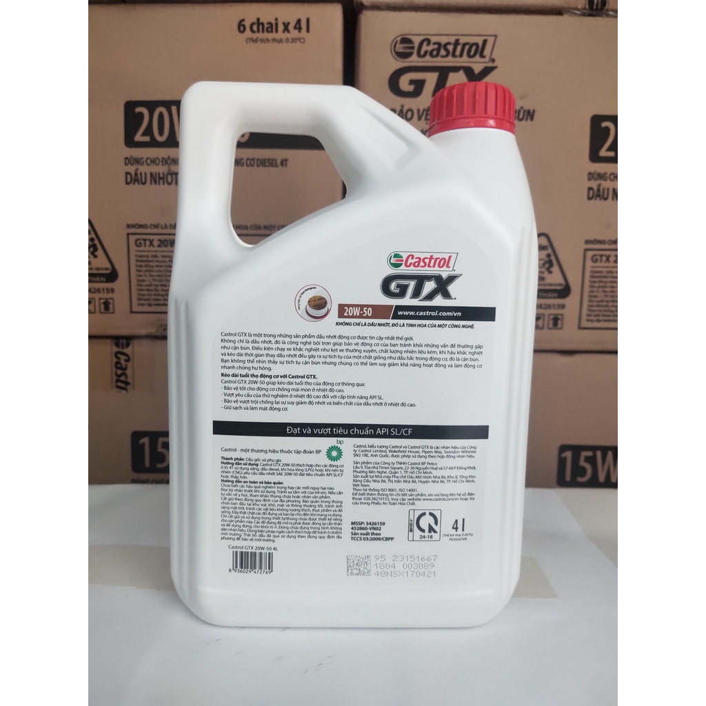 [ CHÍNH HÃNG 100% ] Nhớt ô tô Castrol GTX 20W50, nhớt động cơ phù hợp cho cả máy xăng và máy dầu