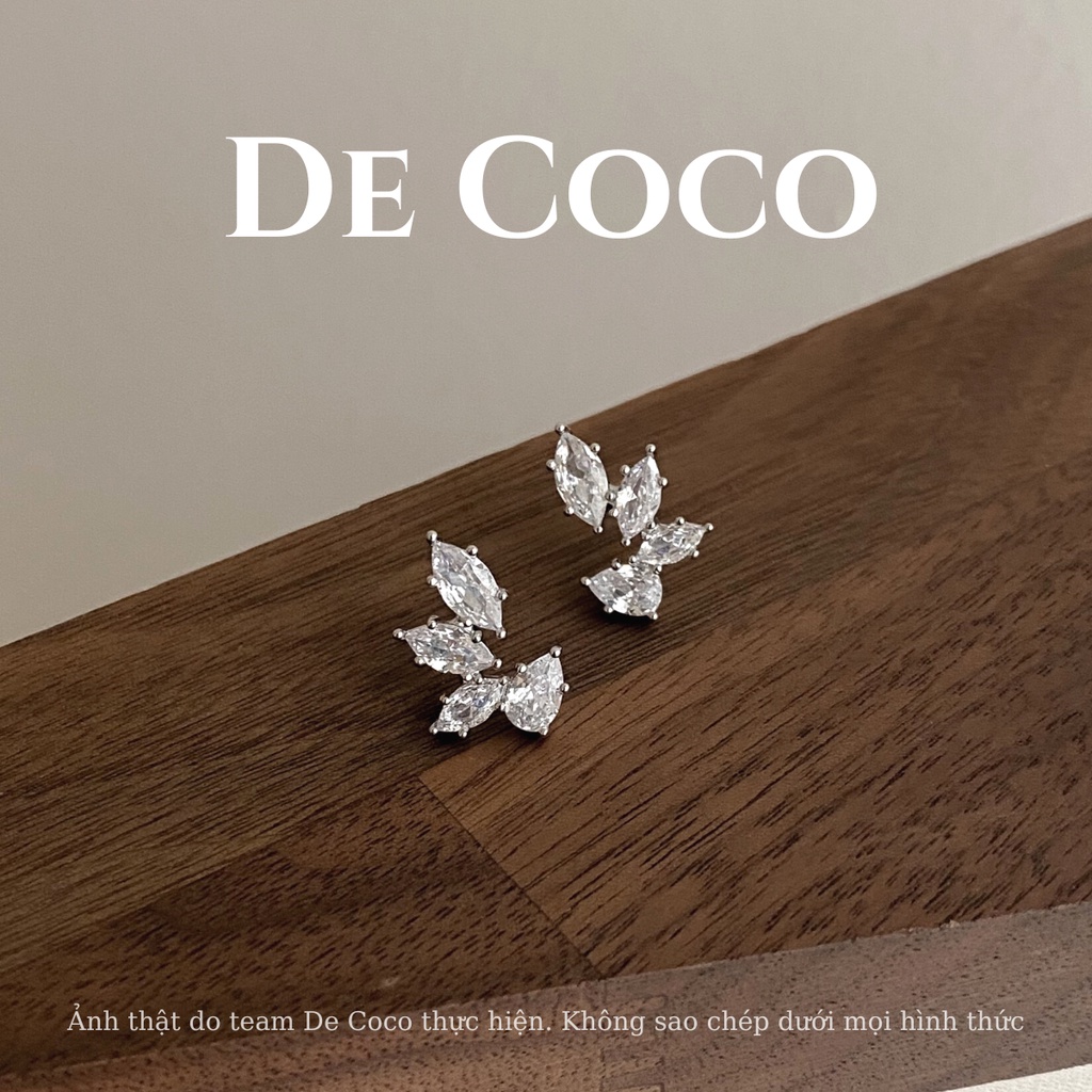 Khuyên tai nữ DECOCO ACC Mila cỏ 4 lá đính đá