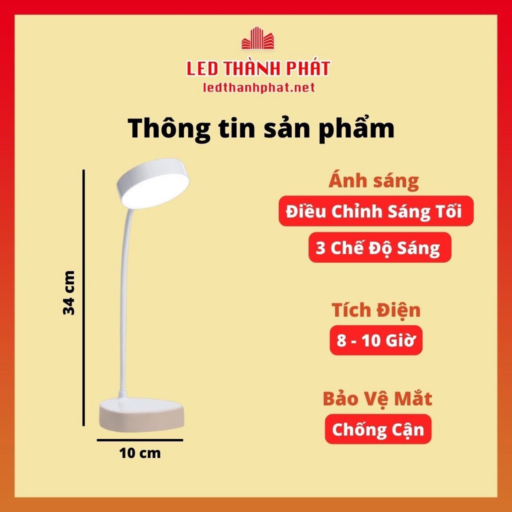 Đèn bàn học tích điện WhitePro Baoliang 3 màu ánh sáng, điều chỉnh mức độ sáng chống cận bảo vệ thị lực
