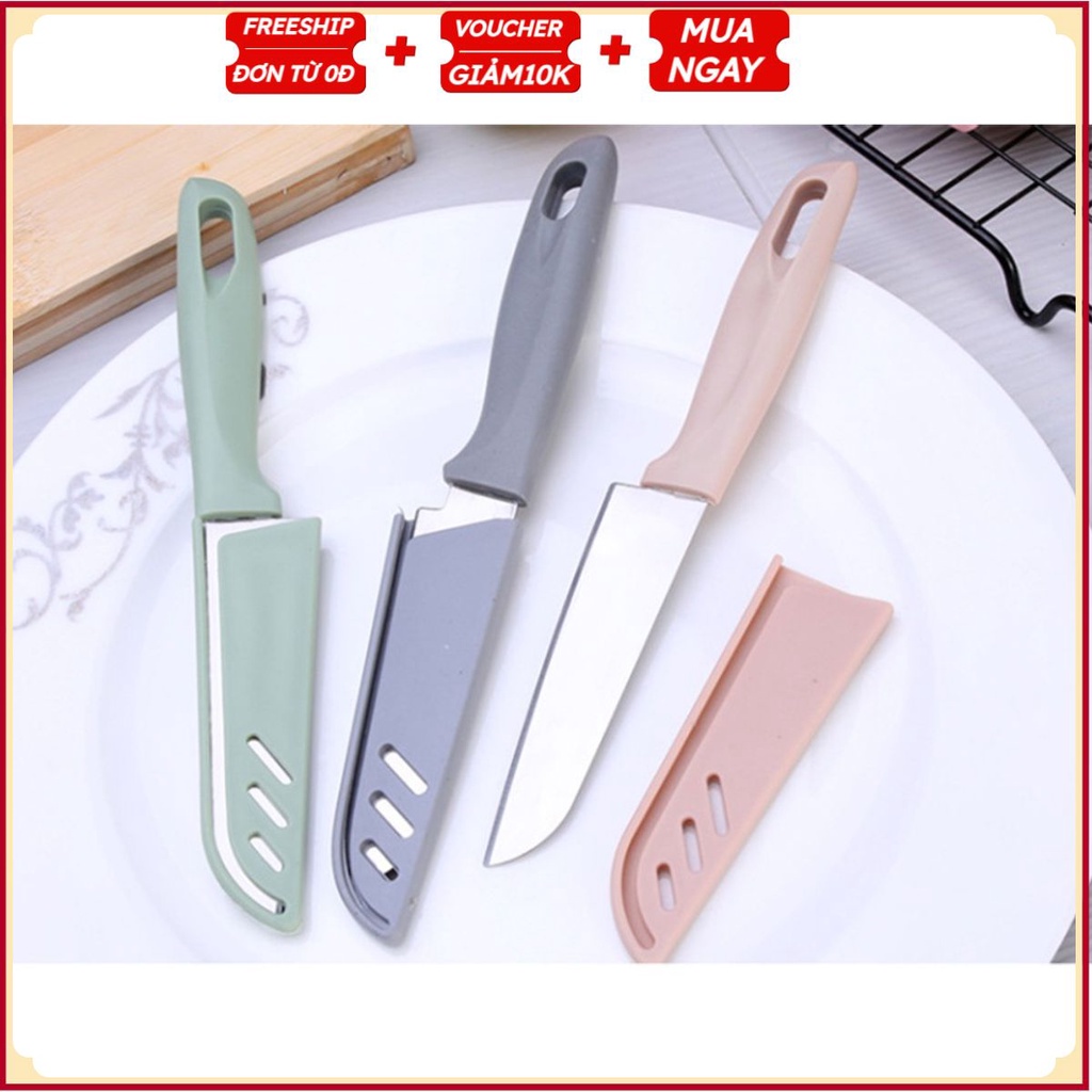 #Dao Gọt Vỏ Trái Cây - Dao Cắt Hoa Quả Thép Du Lịch Có BAO LƯỠI J6