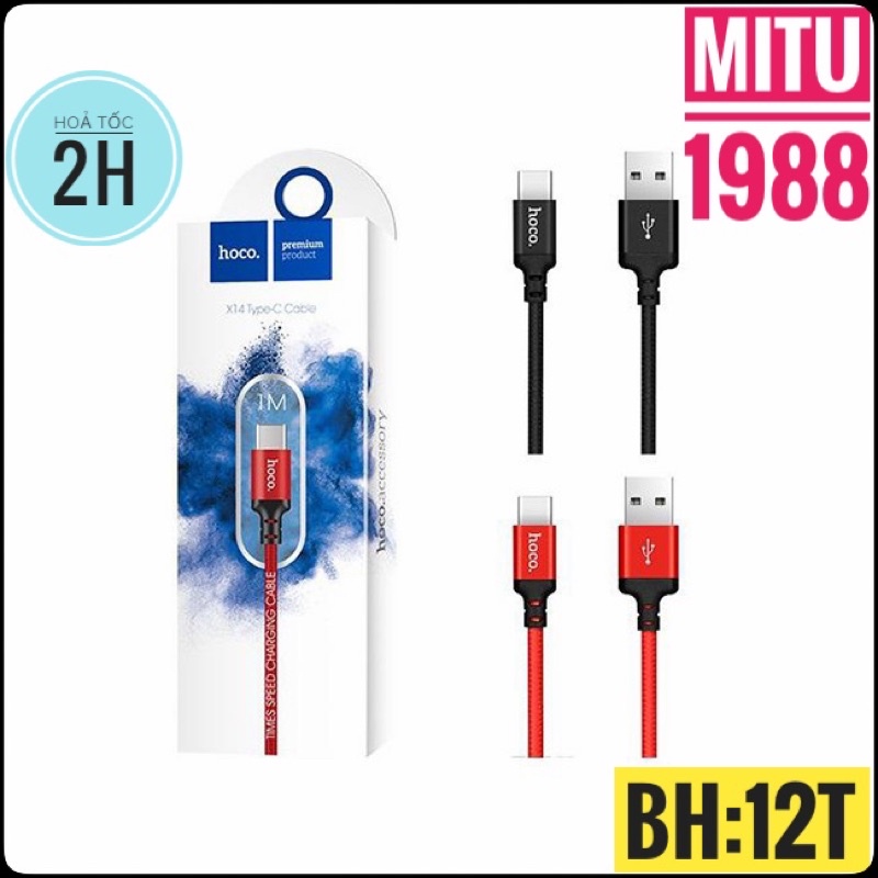 Cáp Sạc Nhanh cho Android Hoco X14 cổng TypeC dài 1M/2M - CHÍNH HÃNG