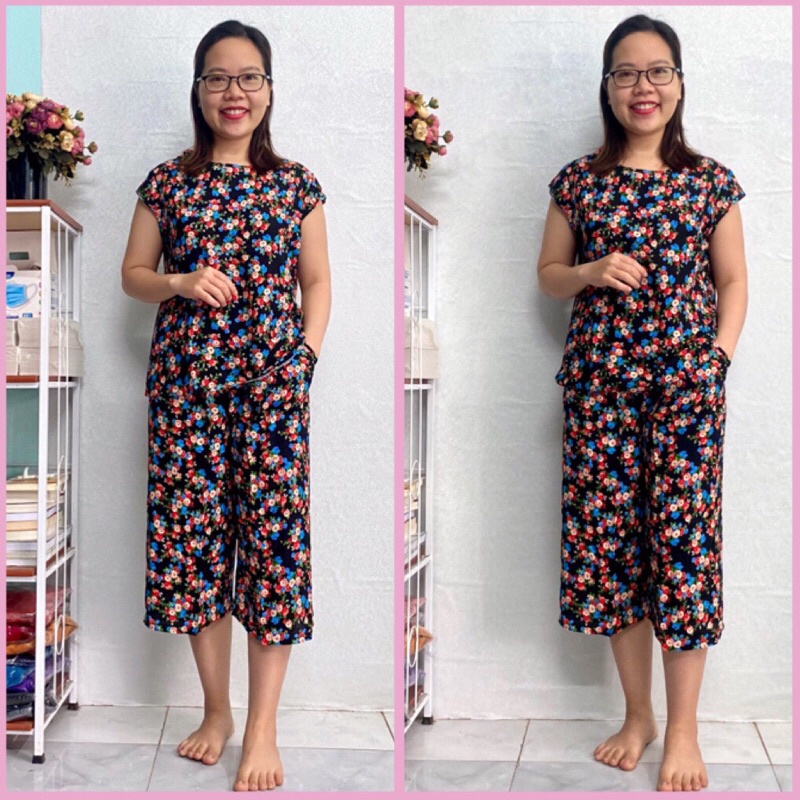 Bộ Lanh Lửng Anh Thư Áo Sát Nách Mặc nhà Cho Mẹ Cho bà, Bộ mặc Nhà Trung Niên Cho Người Trung tuổi Lớn Tuổi