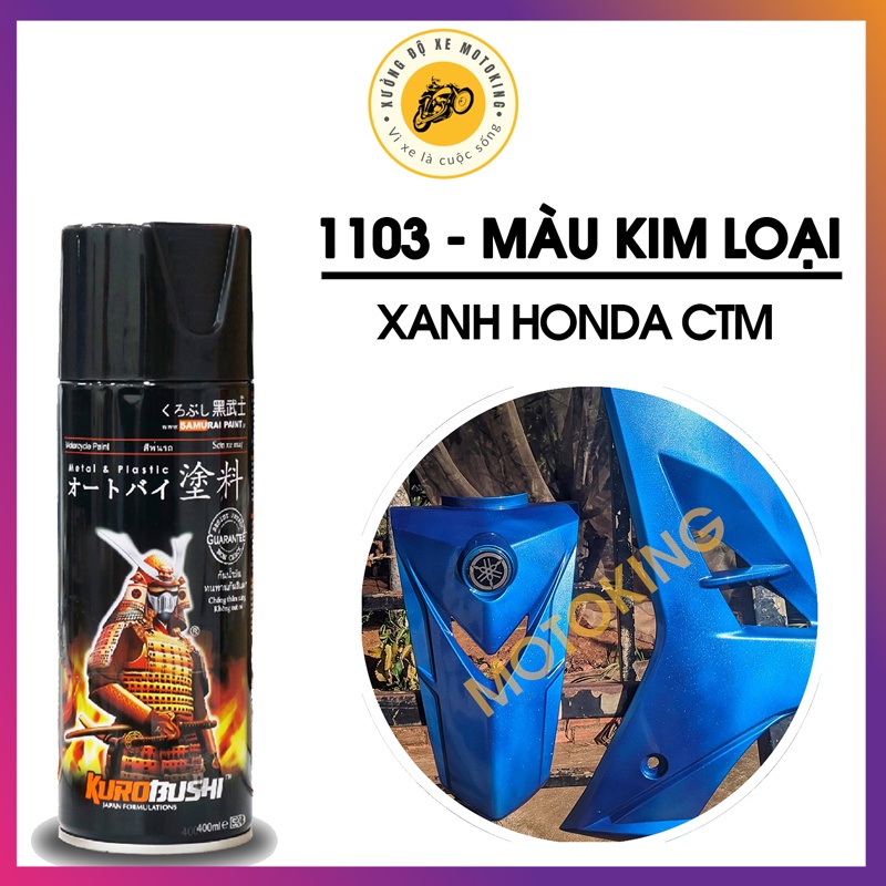 Combo Sơn Samurai xanh kim loại Honda CTM 1103**  loại 2K chuẩn quy trình độ bền 5 năm gồm 2K04 - 124 - 1103 - 2K01