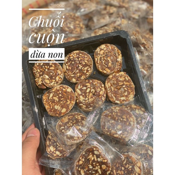 Kẹo chuối cuộn dừa non Miền Tây  500g