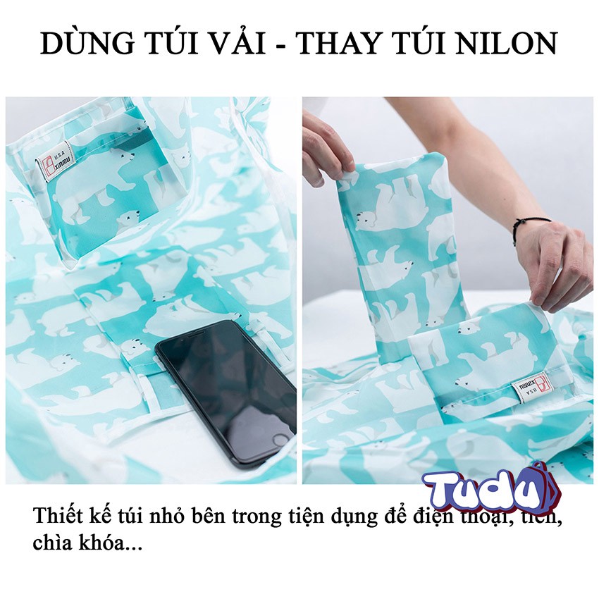 Túi Shopping, Túi Tote Vải Chống Nước Đựng Đồ Khi Đi Chợ, Siêu Thị Dung Tích Lớn CN501