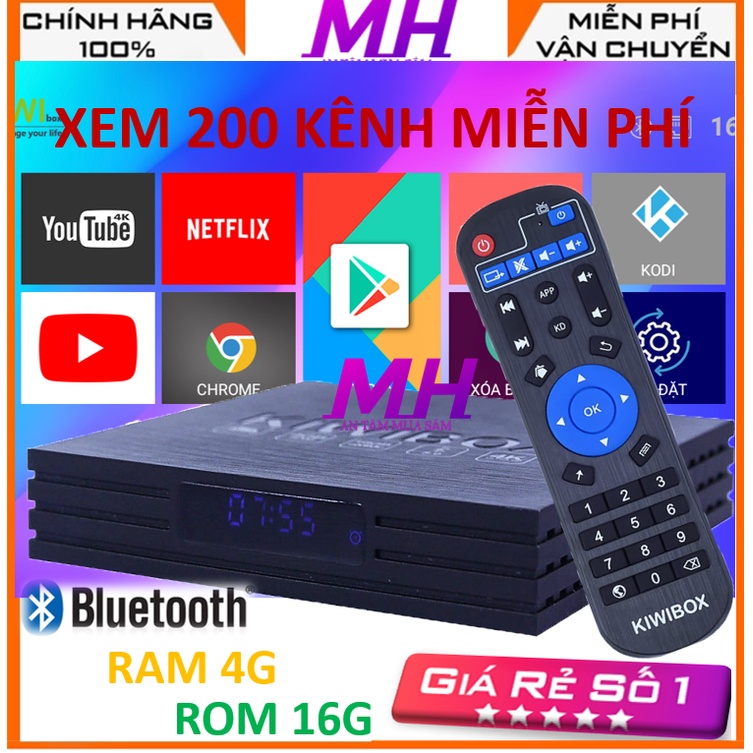 Android TV box Kiwibox S10 Pro , kiwi box S3 pro S2+mới Siêu Mạnh Ram 4G Rom 16G HĐH 10.0 xem tv miễn phí | Chính hãng