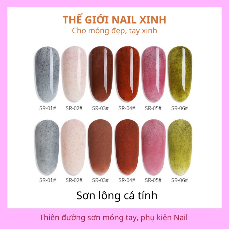 Sơn gel AS sơn móng tay sơn nail dùng máy hơ gel gel hiệu ứng sơn lông xanh hồng nâu xám mã SR 15ml