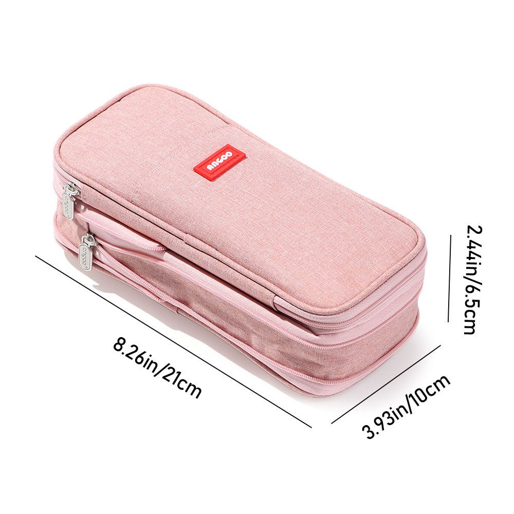 Hộp Bút Vải Canvas Hai Ngăn Sức Chứa Lớn Có Khóa Kéo Nhiều Màu Sắc