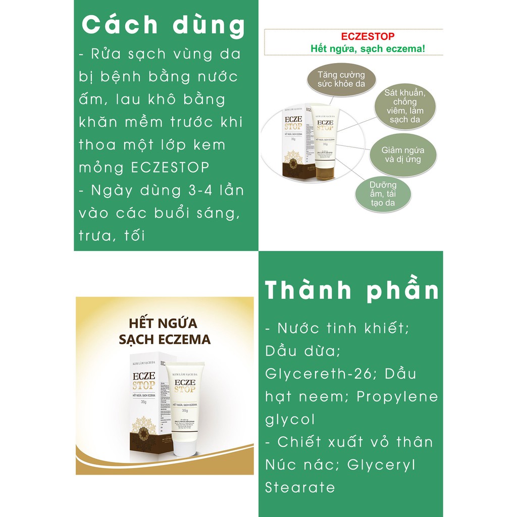 Kem Làm Sạch Da Eczestop - Dùng Cho Bệnh Nhân Mắc Các Bệnh Eczema Tuýp 35 gr