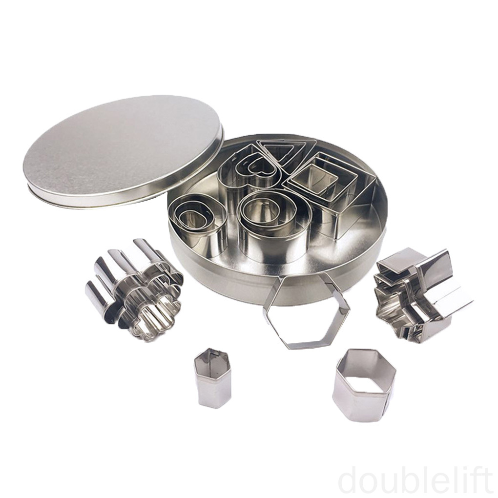 Set 24 Khuôn Inox 430 Hình Học Làm Bánh Tiện Dụng