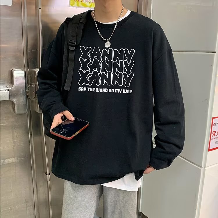 Áo Thun Tay Dài Dáng Rộng In Chữ Phong Cách Hip Hop Đường Phố Hàn Quốc Thời Trang Cho Nam Và Nữ Size M-5XL