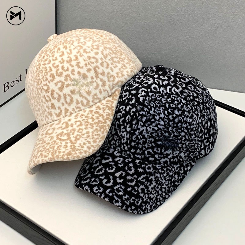 Mũ Lưỡi Trai Da Lộn Họa Tiết Da Báo Cá Tính Thời Trang Phong Cách Hàn Quốc