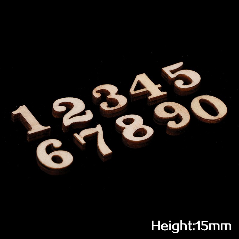 SUP 100Pcs Wooden 0-9 Numbers Embellishments 15mm Scrapbooking Card Making Craft DIY