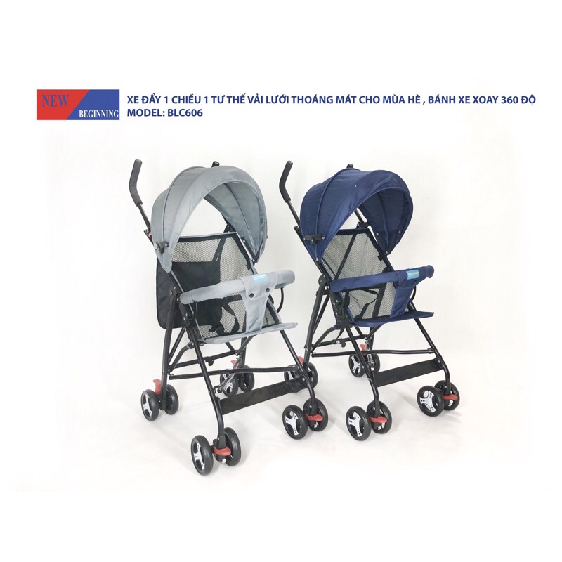 Xe đẩy lưới siêu nhẹ siêu thoáng khí, xe đẩy gập gọn new beginning - baby stroller