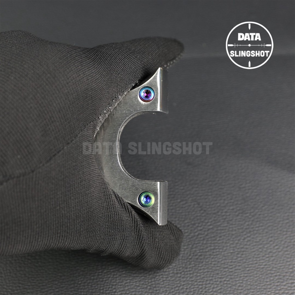 Ná Cao Su Inox CNC Ná Rồng Chạc 7 Mài Bo Cạnh Hoàn Thiện gắn sẵn 2 ốc Titan - Chạc kẹp bắn thun dẹt - DATA SlingShot