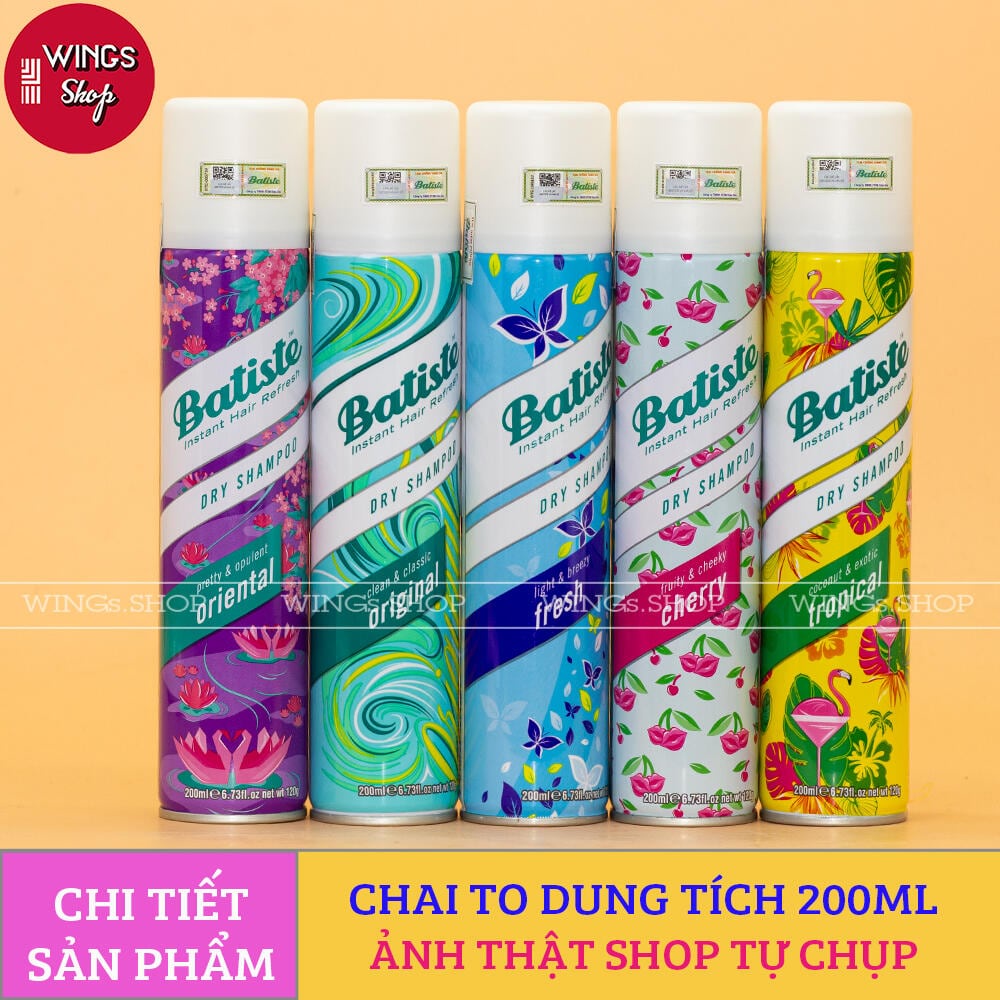 Dầu Gội Khô Batiste Dry Shampoo 50ml-200ml | Hết Ngứa, Hết Bết Dính Tóc, Bồng Bềnh Tức Thì | Hàng Chính Hãng