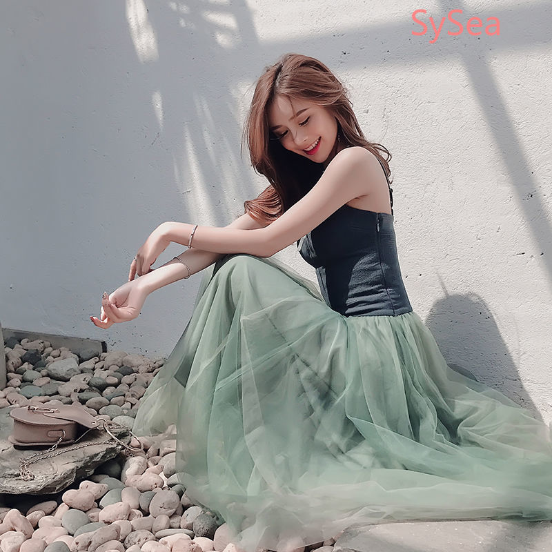 Đầm Dáng Dài Phối Lưới Thời Trang Đi Biển Cho Phái Nữ