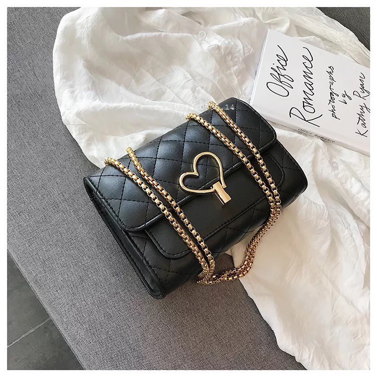 Túi Đeo Chéo Nữ ♥️FREESHIP♥️ Túi Đeo Vai Khóa Trái Tim Hàn Quốc Dây Xích HQ 152