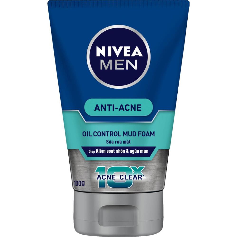 Sữa rửa mặt NIVEA MEN Detox Mud bùn khoáng giúp giảm mụn & hư tổn da (100g) - 83940