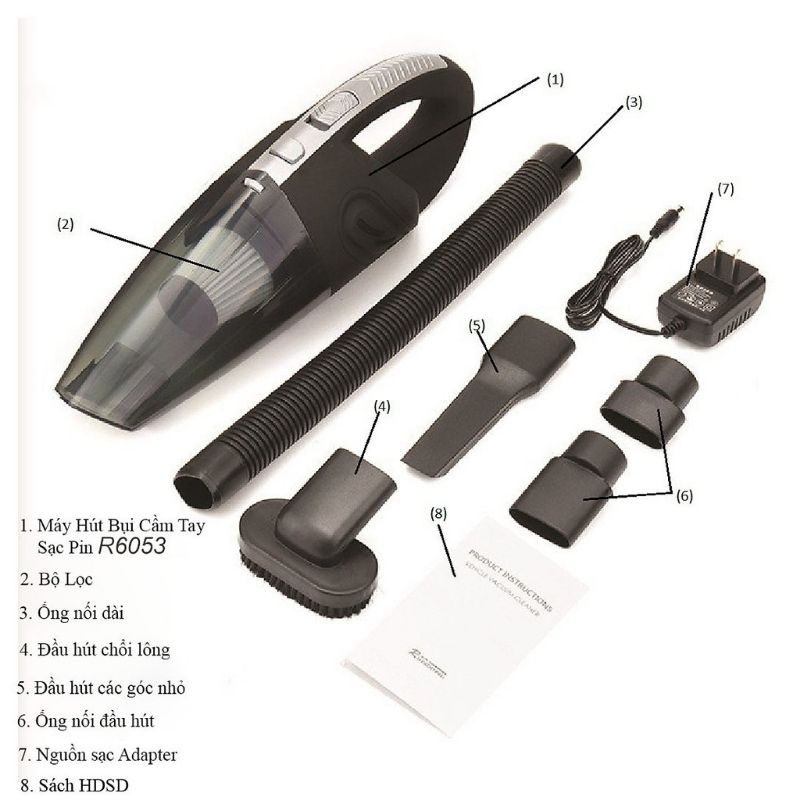 Máy Hút Bụi Cầm Tay Mini Không Dây Rundong.