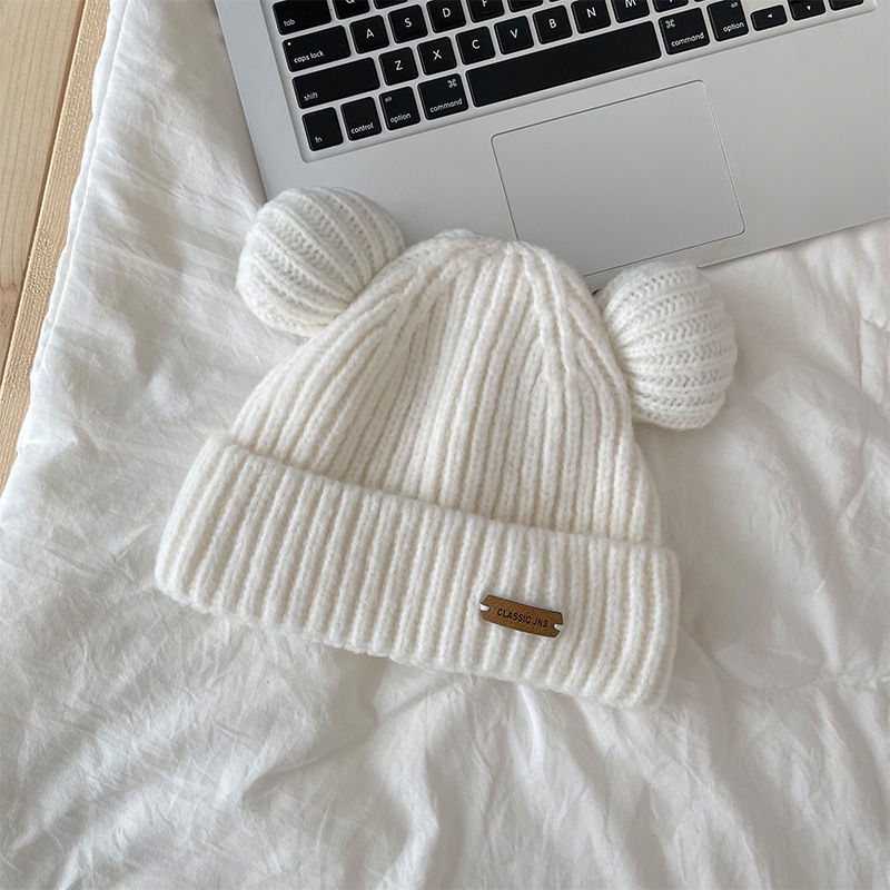 Mũ Len Dệt Kim Dày Dặn Đính Tai Thỏ Dễ Thương Xinh Xắn Thời Trang Thu Đông Nhật Bản Cho Nữ