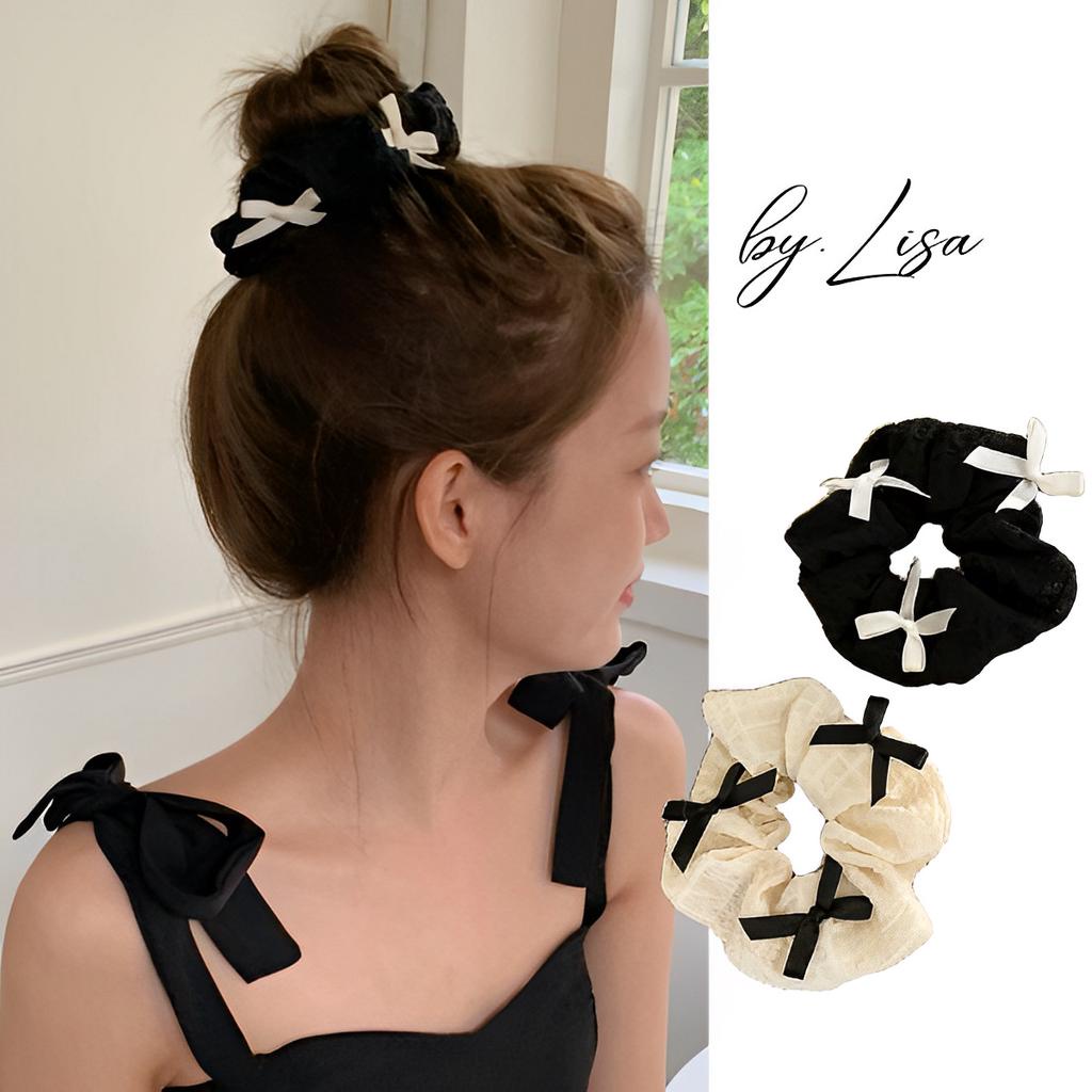 Dây cột tóc Scrunchies nơ ren tiểu thư xinh xắn đính đá đáng yêu