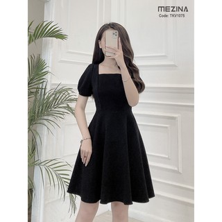 Váy xòe cổ vuông ôm eo TKV1075-  Leeza (Kèm video ảnh thật do shop tự chụp)
