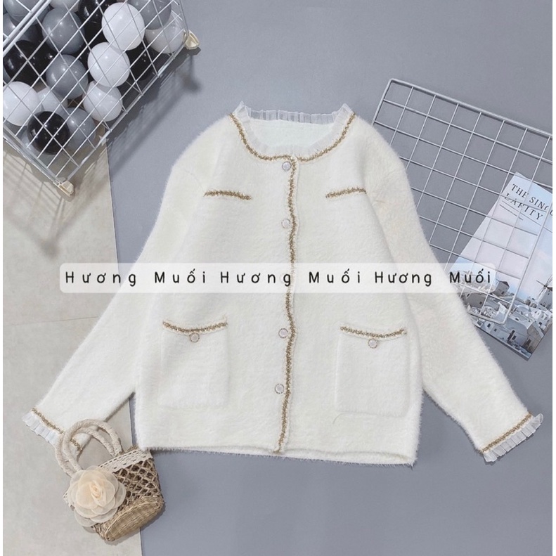 Áo dạ lông cổ ren 2 màu- chất siêu đẹp