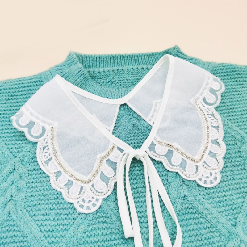 Cổ Áo Sơ Mi Giả Thêu Hoa Phối Ren Có Thể Tháo Rời Thời Trang Cho Nữ