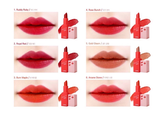 Son thỏi không chì Miita Cherish Lip Matte - Số 1,2,3,4,6