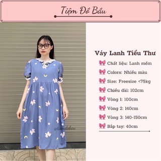 [TIỆM ĐỒ BẦU] Váy bầu LANH LỤA MỀM mặc nhà thời trang mùa hè váy ngủ tiểu thư bánh bèo