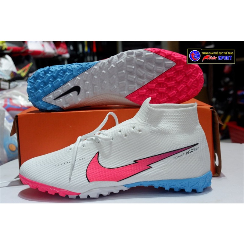 GIÀY Mercurial Superfly 7 Elite TF- trắng xanh hồng