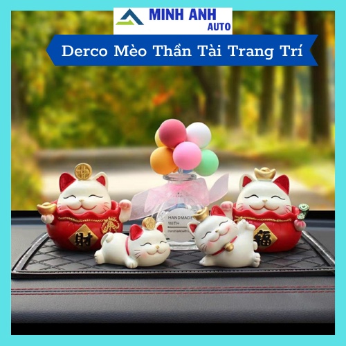 Sét Decor mèo thần tài lúc lắc trang trí taplo ô tô, xe hơi, bàn làm việc...