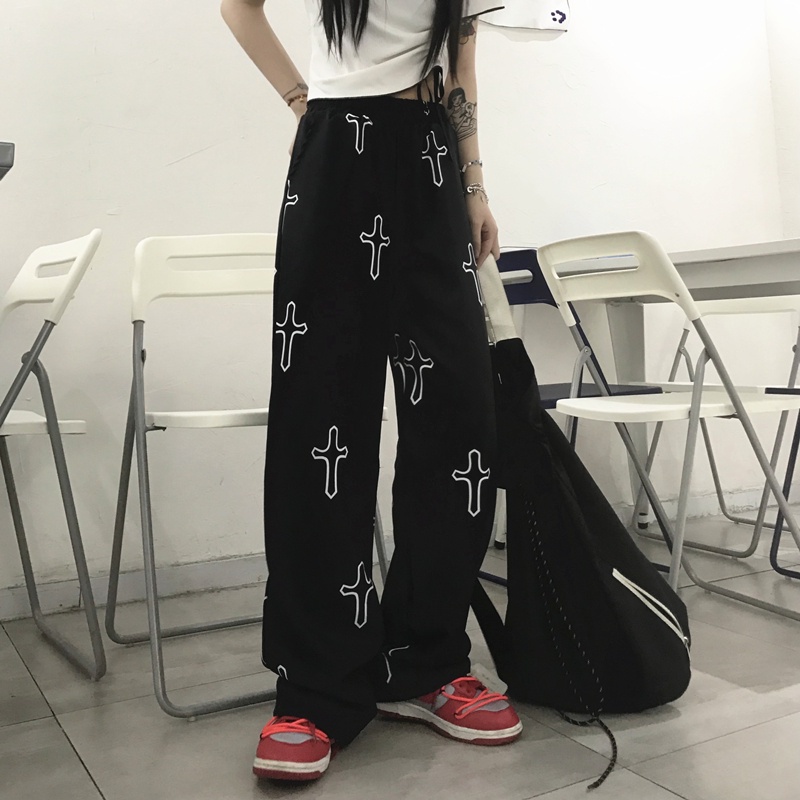 Quần dài dáng rộng ống suông thiết kế phong cách retro Nhật Bản cho nam nữ