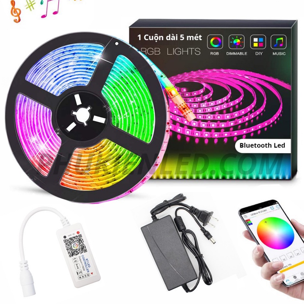 Dây Đèn Led TikTok 5 Mét, Điều Khiển APP Trên Điện Thoại 16 Triệu Màu, Cảm Biến Nháy Theo Nhạc