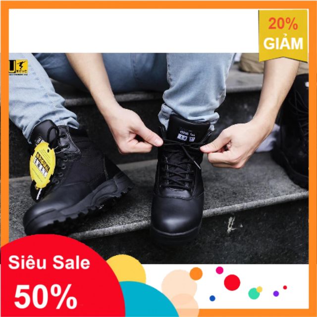 ( free ship) Giày swat cao cổ đi phượt siêu nhẹ siêu bền - giàu cao cổ swat màu đen